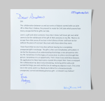 Penrose, Antony (born 1947): Letter from Penrose - re. 'Gift', signed and dated 27 September 2011, letter, 21 x 21 cms. New Expressions 2 supported by MLA Renaissance South West and the National Lottery through Grants for the Arts. Commission.
