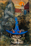 Watson, Keith Lovet (1929-2017): Senor Pusskin in his estate, signed, watercolour. Presented by the artist.