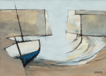 Praed, Michael: Estuary Quay, signed, acrylic on paper, 30 x 42 cms. Presented by Ashton, Dr P. M. E.