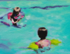 Dowse, Natalie (born 1970): Between the lines (swiming pool), signed and dated 2007, oil on linen, 17 x 22 cms. Presented by Priseman, Robert. © Natalie Dowse.