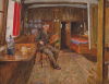 Freeman, Winifred (1866-1961): Charles Napier Hemy aboard his floating studio, the Vandermeer, signed, watercolour on paper, 31 x 40 cms. Presented by Powell, Barbara.