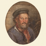 Tuke, Henry Scott, RA RWS (1858-1929): Head of Tom Tregenza, signed and dated 1890, inscribed H.S.T 90, watercolour, 30.8 x 25 cms. RCPS Tuke Collection. Loan.