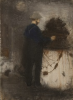 Tuke, Henry Scott, RA RWS (1858-1929): Philip Barking Nets, signed and dated 1884, pastel, 29 x 21.5 cms. RCPS Tuke Collection. Loan.