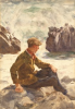 Tuke, Henry Scott, RA RWS (1858-1929): Breakers, signed and dated 1922, inscribed Signed and dated bottom left H.S.Tuke 1922, watercolour, 26 x 17.7 cms. RCPS Tuke Collection. Loan.
