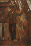 Tuke, Henry Scott, RA RWS (1858-1929): Coming up the Poop, signed, oil on panel, 29 x 19.3 cms. RCPS Tuke Collection. Loan.