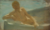 Tuke, Henry Scott, RA RWS (1858-1929): Sketch for August Blue, oil on panel, 12.5 x 20 cms. RCPS Tuke Collection. Loan.