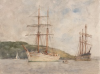 Tuke, Henry Scott, RA RWS (1858-1929): Lady of Avenal, Inscribed on back Lady of Avenall, watercolour, 24 x 32 cms. RCPS Tuke Collection. Loan.