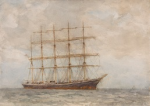 Tuke, Henry Scott, RA RWS (1858-1929): Kobenhaven, Inscribed on original mount by MST - Kobenhavn, watercolour, 25.4 x 35.4 cms. RCPS Tuke Collection. Loan.