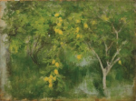 Tuke, Henry Scott, RA RWS (1858-1929): Study for a Corfu Garden, signed and dated 1892, oil on board, 26 x 35.6 cms. RCPS Tuke Collection. Loan.