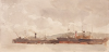Tuke, Henry Scott, RA RWS (1858-1929): Steam Vessels, Falmouth, signed, watercolour, 17.8 x 36 cms. RCPS Tuke Collection. Loan.