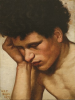Tuke, Henry Scott, RA RWS (1858-1929): Portrait of a Youth, signed and dated 1877, oil on canvas laid down on board, 31.5 x 23.6 cms. RCPS Tuke Collection. Loan.