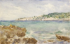 Tuke, Henry Scott, RA RWS (1858-1929): Coastal Scene (West Indies), dated 1923, watercolour, 13.7 x 21.5 cms. RCPS Tuke Collection. Loan.