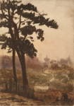 Tuke, Henry Scott, RA RWS (1858-1929): Something Old, December 1877, signed and dated 1877, inscribed Something Old, subject for December 1877, watercolour, 25.1 x 17.5 cms. RCPS Tuke Collection. Loan.