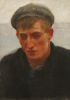 Tuke, Henry Scott, RA RWS (1858-1929): Portrait of a Youth - Sketch for Summer Evening, signed and dated, oil on wood panel, 26.6 x 18.9 cms. RCPS Tuke Collection. Loan.