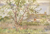 Tuke, Henry Scott, RA RWS (1858-1929): Restronguet, inscribed Restronguet, watercolour, 17.9 x 25.6 cms. RCPS Tuke Collection. Loan.