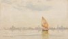 Tuke, Henry Scott, RA RWS (1858-1929): Greeting Card of Venice, inscribed H.S.T. 99, watercolour, 9 x 15.6 cms. RCPS Tuke Collection. Loan.