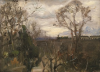 Tuke, Henry Scott, RA RWS (1858-1929): Trees and Hanwell Viaduct, oil on canvas board, 24 x 33 cms. RCPS Tuke Collection. Loan.