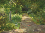 Tuke, Henry Scott, RA RWS (1858-1929): Lyndon Lodge Garden, oil on board, 26.6 x 35.2 cms. RCPS Tuke Collection. Loan.