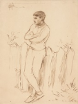 Tuke, Henry Scott, RA RWS (1858-1929): Johnnie Jackett, signed and dated 1904, inscribed H.S.T. Oct.12.1904, pen and ink on paper, 25 x 18.7 cms. RCPS Tuke Collection. Loan.