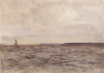 Tuke, Henry Scott, RA RWS (1858-1929): Aft O' the Lizard, watercolour, 17.8 x 25 cms. RCPS Tuke Collection. Loan.
