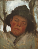 Tuke, Henry Scott, RA RWS (1858-1929): Boy Asleep in a Sou'wester, oil on wood panel, 31.5 x 21.5 cms. RCPS Tuke Collection. Loan.