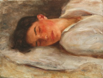 Tuke, Henry Scott, RA RWS (1858-1929): Sketch for Summer Dreams, signed, oil on board, 26.5 x 35 cms. RCPS Tuke Collection. Loan.