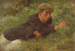 Tuke, Henry Scott, RA RWS (1858-1929): Blue Bells, signed, oil on board, 19.9 x 29 cms. RCPS Tuke Collection. Loan.