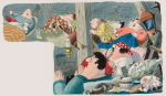 Ryan, John (1921-2009): Illustration from 'Pugwash and the Ghost Ship', dated 1962, watercolour and indian ink, 21 x 34 cms. © John Ryan Estate. Loan.