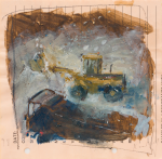 Jackson, Kurt (born 1961): Loading, signed, watercolour on paper, 14.5 x 15 cms. Presented by Pye, Brenda. Bequest.