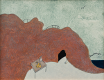 Lanyon, Andrew (born 1947): The Archaelogist, signed and dated 1986, oil on board, 11 x 13 cms. Presented by Pye, Brenda. Bequest.