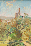 Miners, Neil: Landscape with Engine House, signed, oil on board, 21 x 14.5 cms. Presented by Pye, Brenda. Bequest.