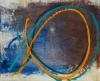 Nicholson, Kate (1929-2019): Cerulian and Orange in the Deep, dated 1969, oil on canvas laid on board, 22.5 x 28 cms. Presented by Pye, Brenda. Bequest.
