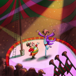 McPherson, Andy McColl: Percy and the Ring Master, giclee digital print, 35.5 x 42.8 cm. Presented by McPherson, Andy McColl.
