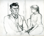 Hewlett, Francis (1930-2012): untitled, signed and dated 1958, inscribed personal by hand on reverse, pencil on paper, 30 x 33.5 cms.