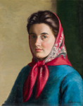 Jameson, Daphne (1942-2018): Self Portrait aged 19 years old, signed, oil on canvas, 56 x 46 cms. Donation.