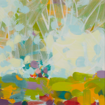 Crossley, Bob (1912-2010): Northern Lights, signed and dated 1990, Acrylic on paper, 26 x 25.5 cms. The Artist's Estate.