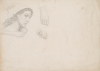 Hemy, Charles Napier RA RWS (1841-1917) attributed to : Head and hands study, Pencil on paper, 25.5 x 35.5 cms. Presented by Quinn, Priscilla.