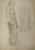 Hemy, Charles Napier RA RWS (1841-1917) attributed to: Costume study - dress, Pencil on paper, 25.5 x 35.5 cms. Presented by Quinn, Priscilla.