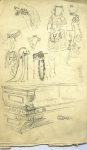 Hemy, Charles Napier RA RWS (1841-1917) attributed to: Costume and pew studies, Pencil on paper, 23.5 x 14 cms. Presented by Quinn, Priscilla.