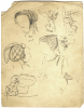 Hemy, Charles Napier RA RWS (1841-1917) attributed to: Headdress studies, Pencil on paper, 20.5 x 16.1 cms. Presented by Quinn, Priscilla.