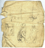Hemy, Charles Napier RA RWS (1841-1917) attributed to: Study of a galleon with figures, Pencil on paper, 17.5 x 16.5 cms. Presented by Quinn, Priscilla.