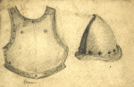 Hemy, Charles Napier RA RWS (1841-1917) attributed to: Armour study, inscribed Brass, Pencil on paper, 8.2 x 12.2 cms. Presented by Quinn, Priscilla.