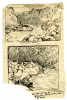 Hemy, Charles Napier RA RWS (1841-1917): Two landscape studies, inscribed First aperture: 'Vineyards. Sketch from railway.' Second aperture: '.looking place in a boat to.Wane come through sixteen men steering.the boat', Pen on paper, 20.3 x 13.4 cms. Presented by Quinn, Priscilla.